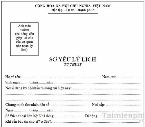 Công chứng sơ yếu lý lịch